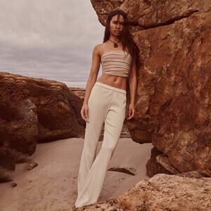 Zara Cream Textured Pants Small NWT